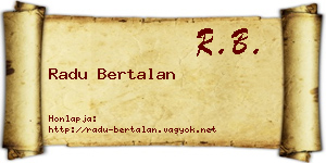 Radu Bertalan névjegykártya